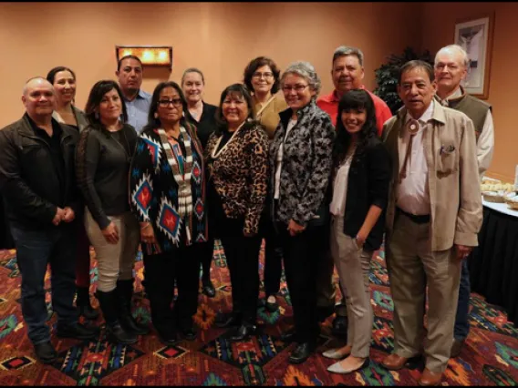 Back row, left to right: Stephanie Carroll Rainie (Ahtna Athabascan), Dave Archambault II (Standing Rock Sioux Tribe), Miriam Jorgensen, Patty Hoeft (Oneida Nation), Robert Valencia (Pascua Yaqui Tribe), Stephen Cornell. Front Row, left to right: Daryle Rigney (Ngarrindjeri), Eileen Briggs (Cheyenne River Sioux Tribe), Phyllis Young (Standing Rock Sioux Tribe), Joan Timeche (Hopi), Sophie Pierre (Kootenay), Mona Nozhackum (Prairie Band Potawatomi), David Gipp (WicaKpe' Isnala - Lone Star - Hunkpapa Lakota).