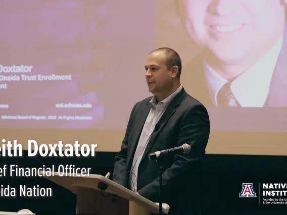 A screenshot from the video presentation of Oneida Nation CFO Keith Doxtator's explanation of the question of citizenship and blood quantum.