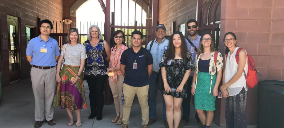 Final Design Presentation Held at STAR High School. Left to right:Dr. Bo Yang, PLA, School of Landscape Architecture and Planning; Dr. Andrea Kristen Gerlak, School of Geography & Development; Mrs. Marsha Flores, Principal, STAR school representative, Jury Member; Dr. Adriana A. Zuniga-Teran, Udall Center for Studies in Public Policy, School of Landscape Architecture and Planning, University of Arizona; Isaac Palomo, MLA Student; Dr. Joaquin Murrieta-Saldivar, Cultural Ecologist, WMG; Jinqiao Deng, MLA stud