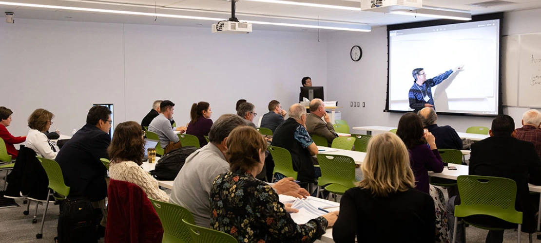 Dr. Christopher Scott presenting during the write-shop portion of the event.