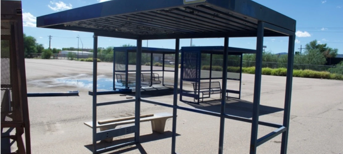 Figure 2: City of Tucson’s salvaged bus stop storage yard.