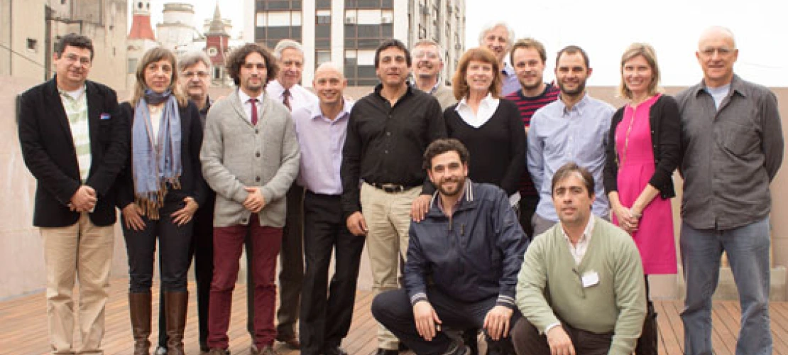 PARTICIPANTS Hydroenergy and Climate Change workshop convened in Buenos Aires, Argentina, July 29, 2014   Back row (l to r): Fernando Brunstein - Victor Pochat - Victor Cussac - Marcelo Saguier (project co-PI) -  Robin Larsimont  Front row standing (l to r): Marco Aurelio Dos Santos - Silvina Carrizo - Leonardo Orlando - Diego Rodríguez - Carlos Fulco - Kathleen Hancock - Facundo Martín - Andrea Gerlak (project co-PI) - Alcides Faria  Front kneeling: Maximiliano Bertoni (left) and Héctor Roncati  Participan