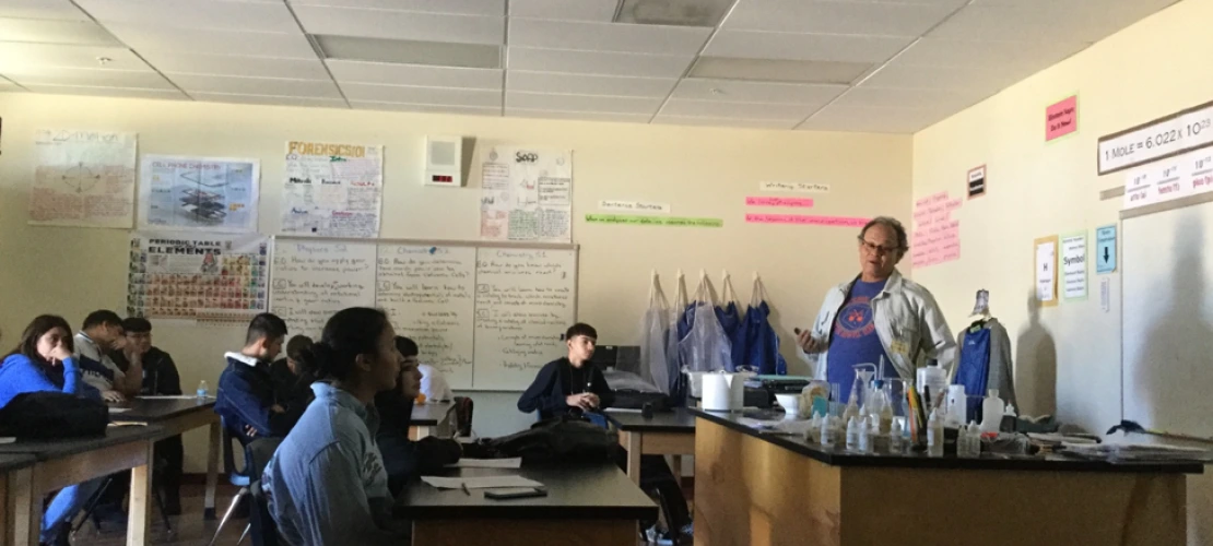 Dr. Joaquin Murrieta teaching water budgets to students at STAR Academic High School 