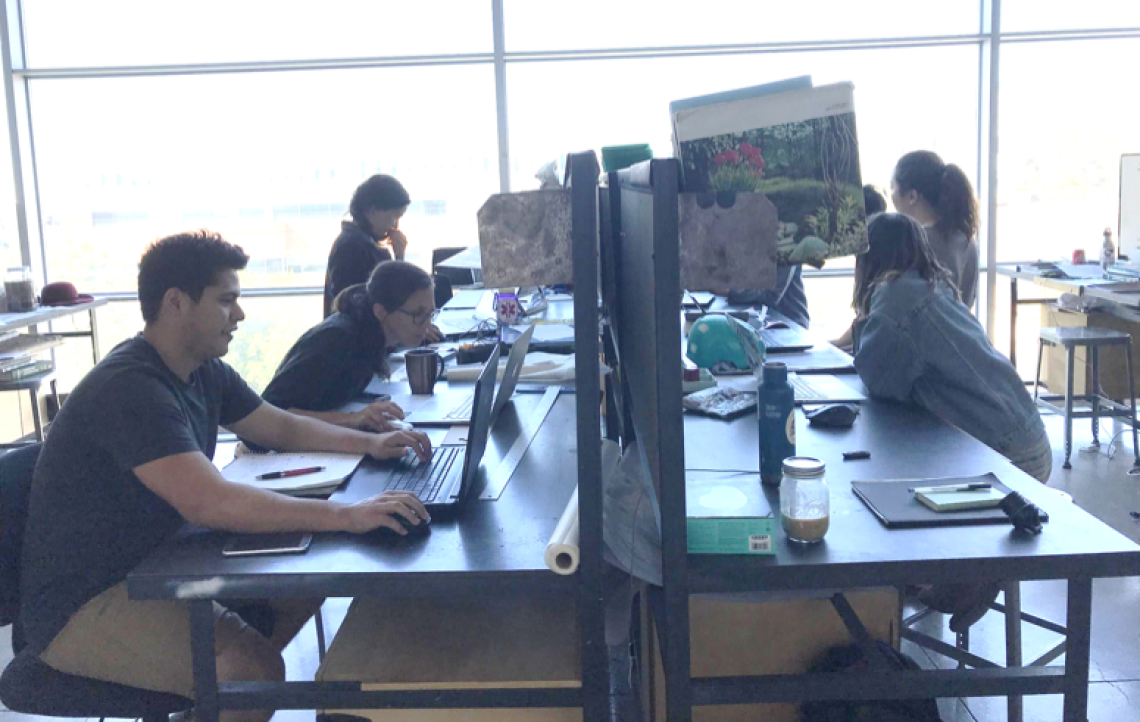 UA MLA students working in their design studio class.
