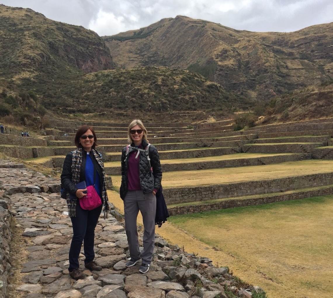 L to R Adriana Zuniga and Andrea Gerlak in the Inca ruins of Tipon (R. Varady)