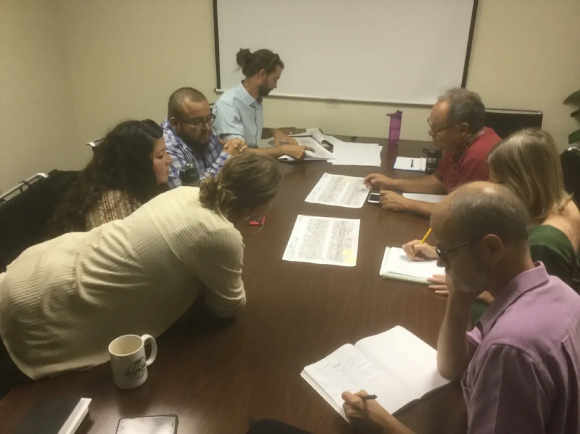 Project partners discussing potential green infrastructure in the Liberty Bike Boulevard 