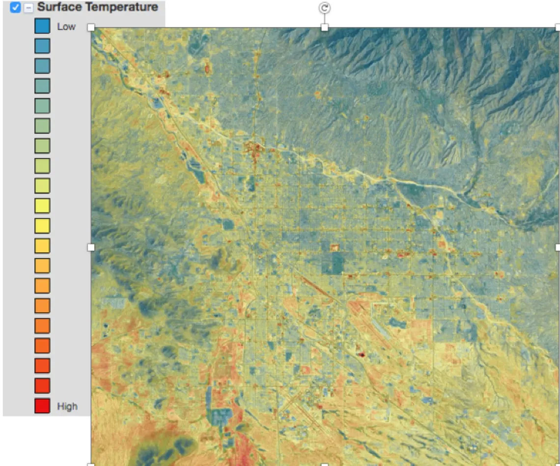 Figure 3. Surface temperature in Tucson (Data from Pima Association of Governments). 