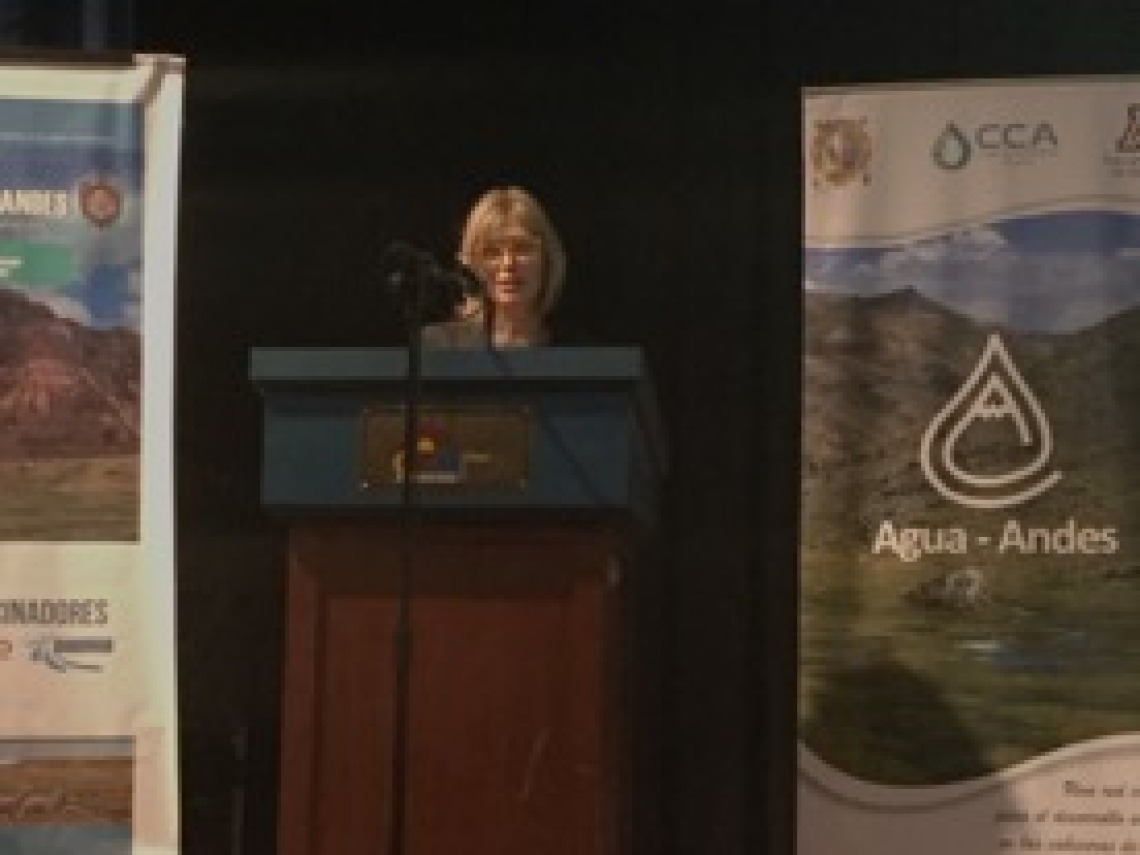 Dr. Andrea Gerlak giving a talk in the Agua Andes Congress