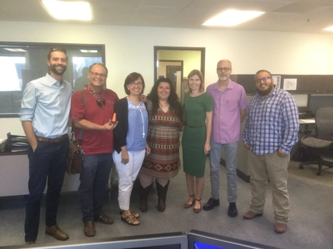 Haury project partners. From left to right: Andy Bemis (TDOT), Joaquin Murrieta (WMG), Adriana Zuniga (UA), Nelda Ruiz (TYLO), Andrea K. Gerlak (UA), John Shepard (SI), and Claudio Rodriguez (TYLO). 