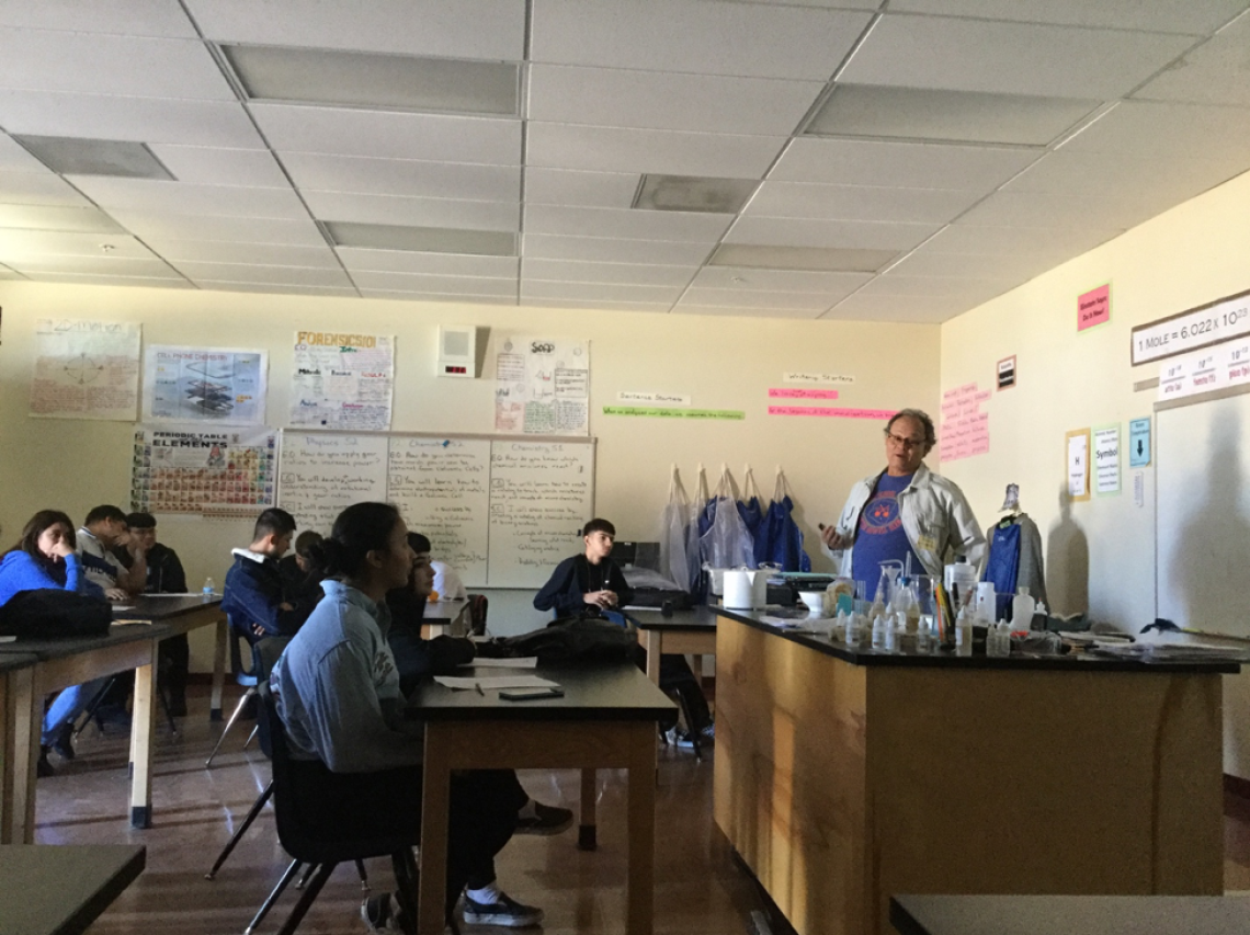 Dr. Joaquin Murrieta teaching water budgets to students at STAR Academic High School 