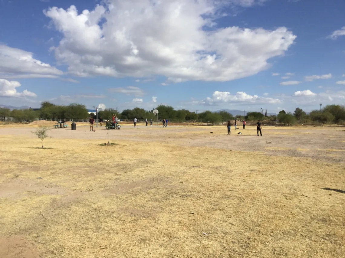 STAR students playing basketball during lunch time 