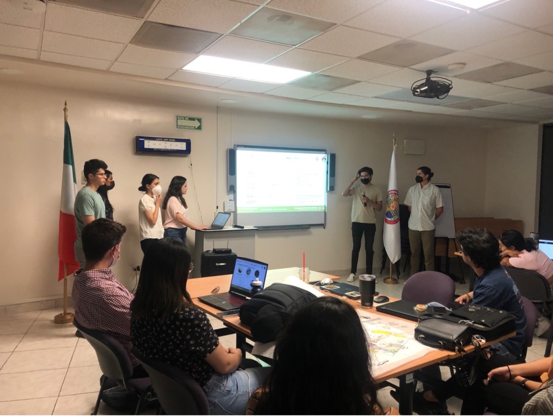 A binational team of students presenting their designs for the park in Hermosillo, Mexico.