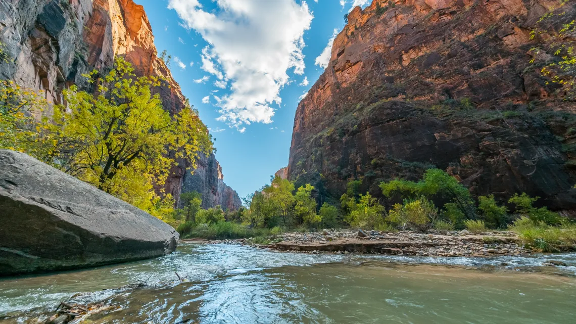 A view of the Colorado River from the bottom of the Grand Canyon.