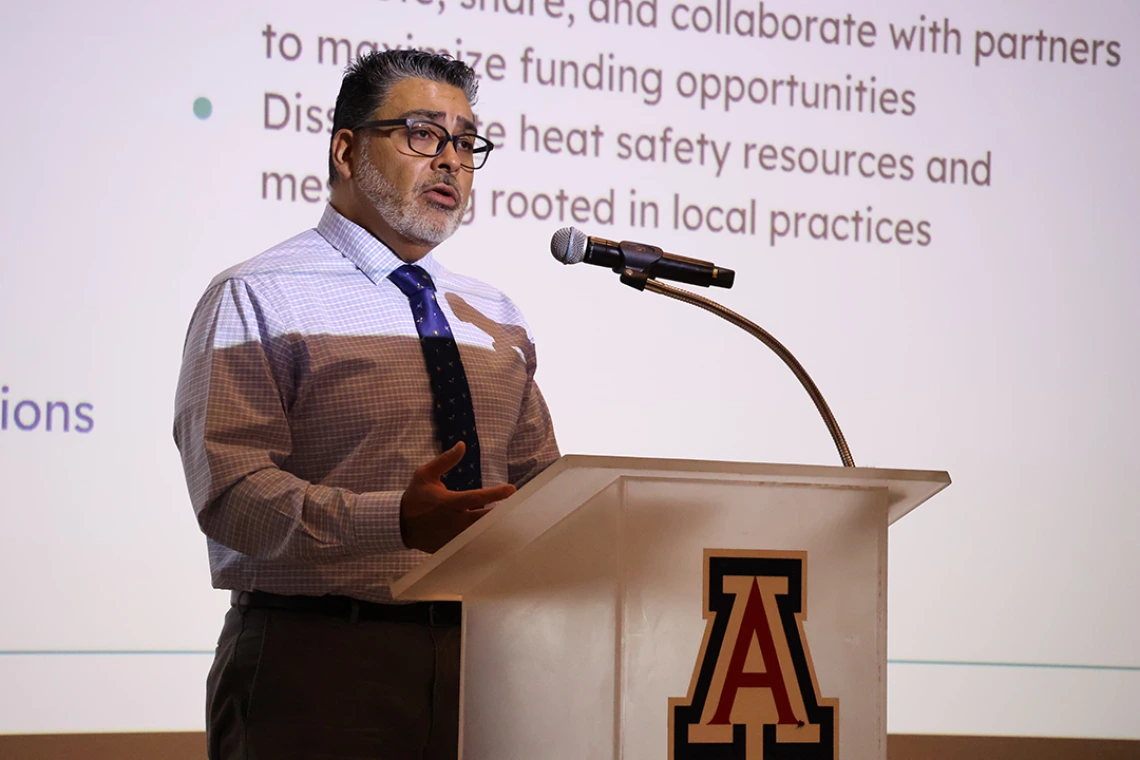 Arizona Heat Officer Eugene Livar speaks at the 2025 Southern Arizona Heat Summit