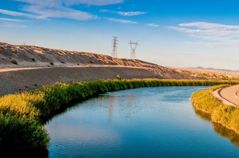 The Colorado River winds through the Imperial Sand Dunes on the border of California and Arizona