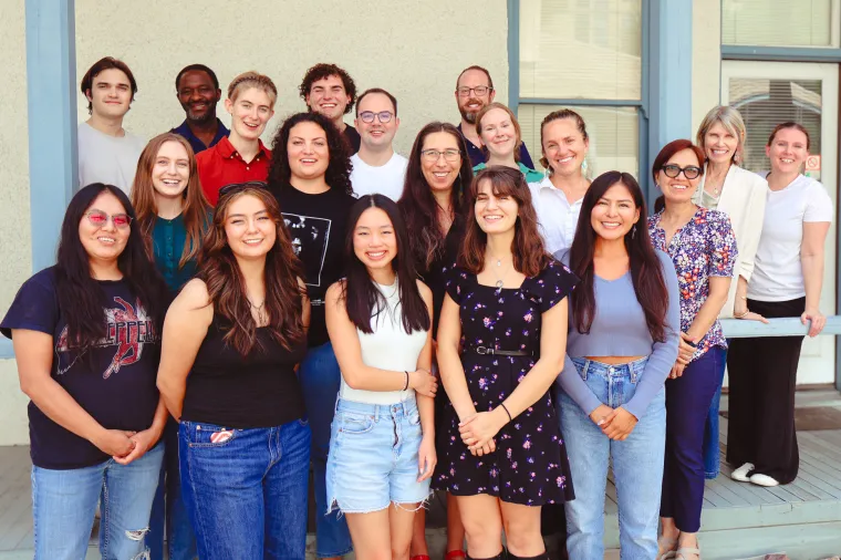 2024 Mo's Policy Scholars and their mentors pose on the Udall Center steps.