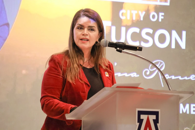 Tucson Mayor Regina Romero delivers opening remarks at the Second Annual Southern Arizona Heat Planning Summit