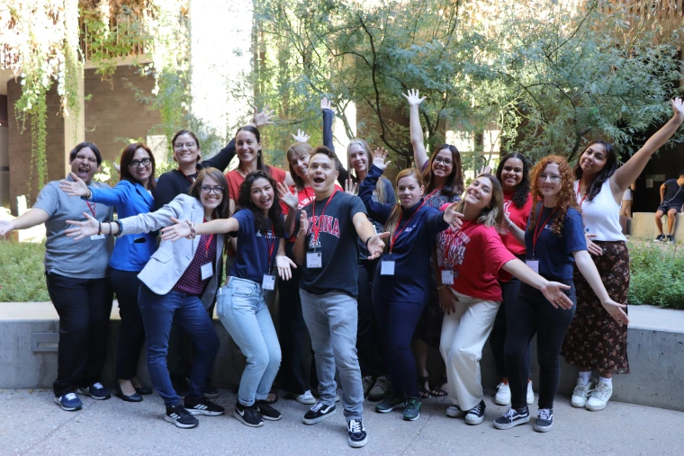Zuniga-Teran's undergraduate mentors pose at the U of A ENR2 building