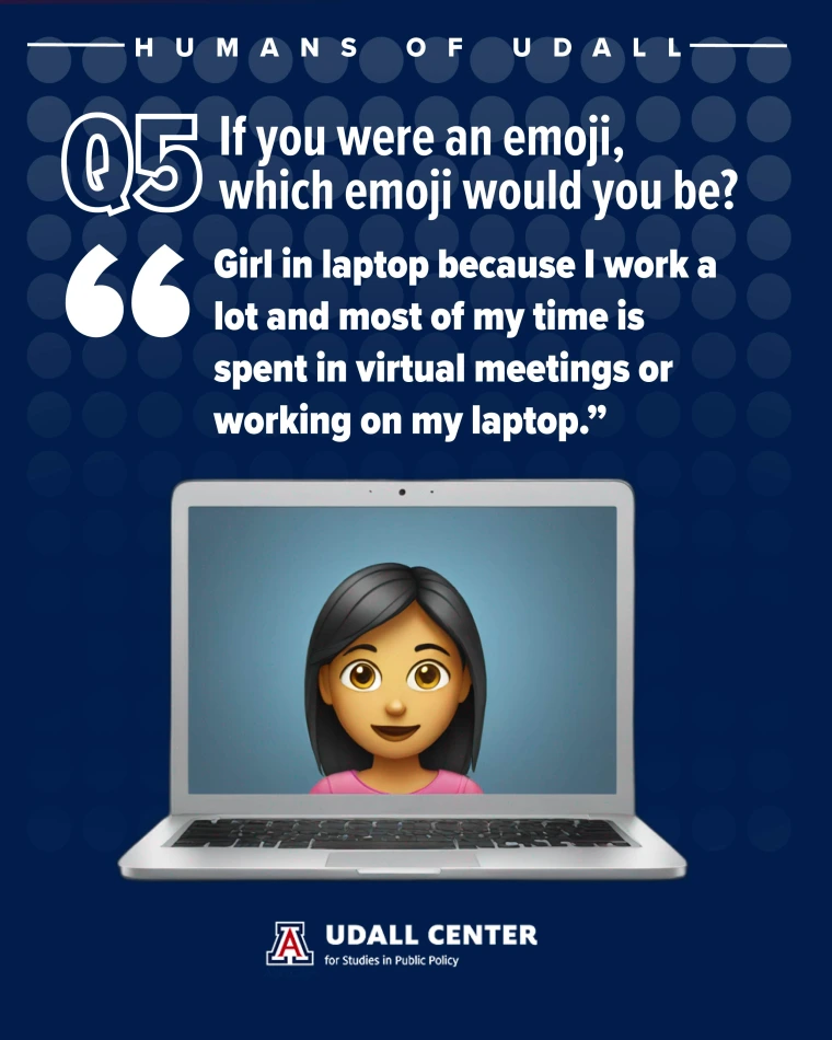 Emoji of a young woman's portrait on a laptop screen.