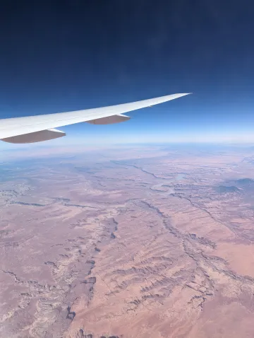 The Colorado River basin as seen from a plane.