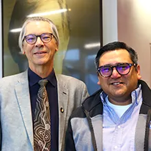 Professor Rob Williams and IGP Manager Tory Fodder pose for a photo in the UArizona Law School lobby.