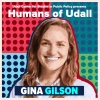 A colorful grid with a portrait of Gina Gilson under the header, "Udall Center for Studies in Public Policy Presents Humans of Udall."